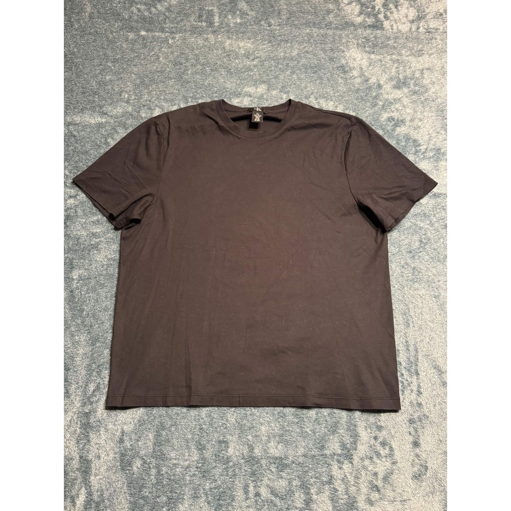 Calvin Klein Solid Black T-Shirt Mens XL Cotton Short Sleeve Basic Crewneck
